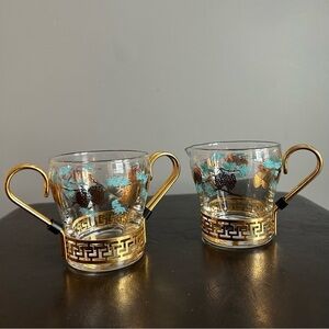 Libbey David Glass Pinecone Gold Detail Cream & Sugar Set